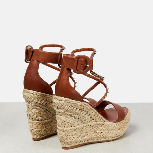 NEW IN BOX Christian Louboutin Chocazeppa Spikes 120 Leather Wedge Sandal - Picture 2 of 11
